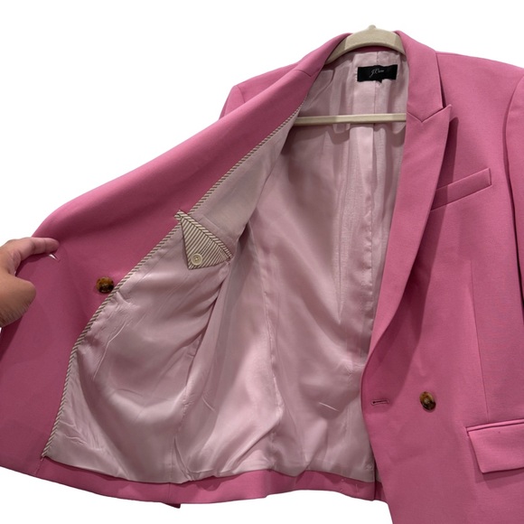 NWOT J. Crew Pink Barbiecore Double Breasted Lapel Blazer Jacket Sz 14 No Sz tag - Picture 4 of 11